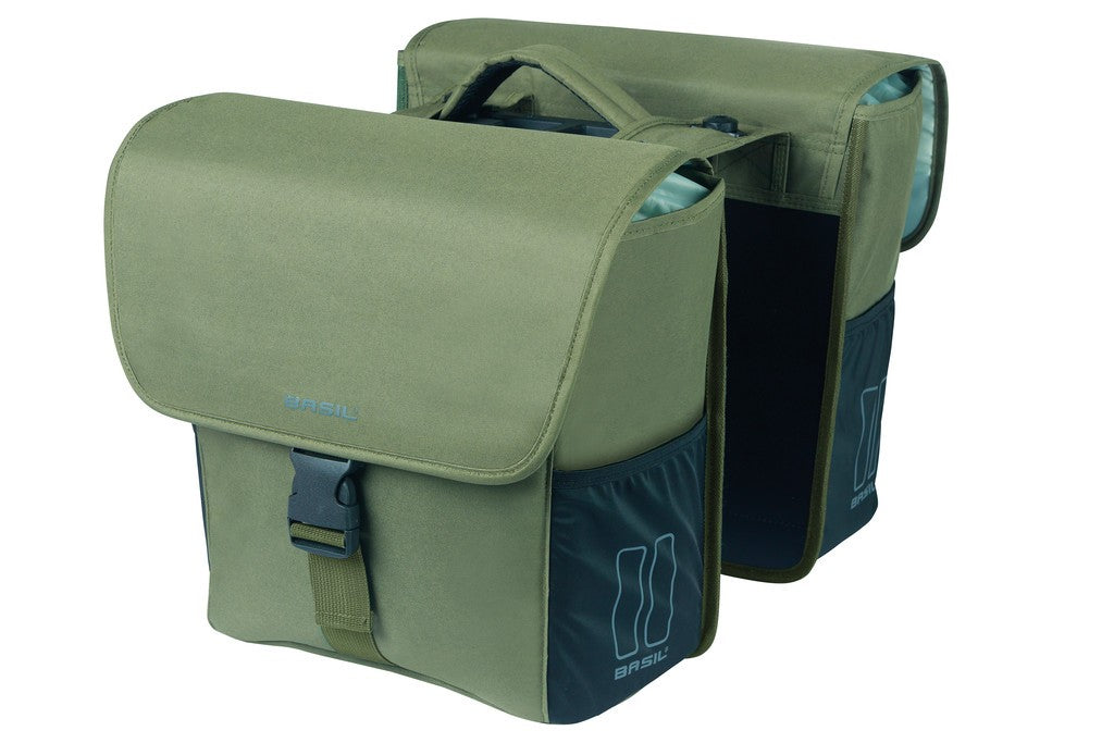 Bolsa doble Basil Go MIK, verde oscuro, 14 x 27 x 31 cm, 32 l