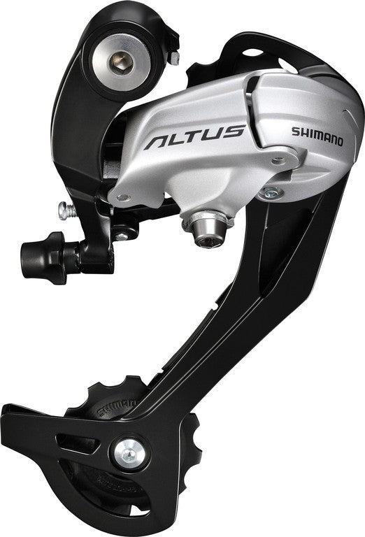 Desviador trasero Shimano Altus RD-M370 de 9 velocidades, sin adaptador, plateado