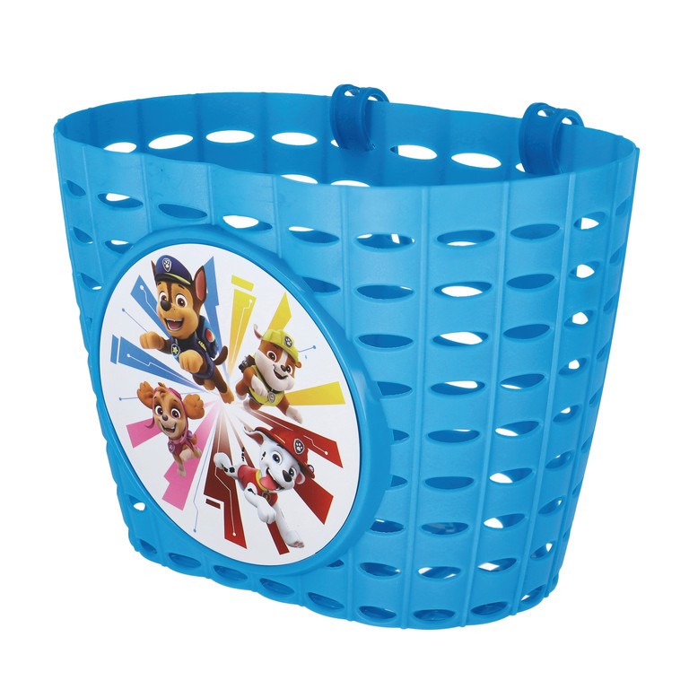 Cesta de manillar BikeFash. Patrulla Canina, 19,5 x 10,5 x 15 cm, azul/decorada, plástico.