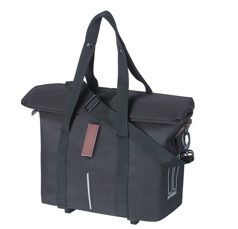 Bolsa de compras urbana Basil City MIK-KF negra, 8-11 l, gancho MIK-KF
