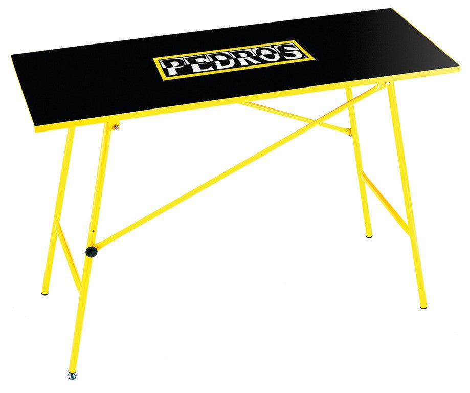 Banco da lavoro pieghevole Pedros 120x47x82 cm,altezza regolabile,giallo