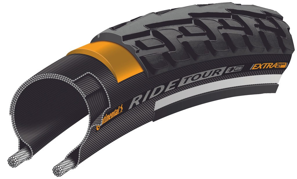 CONTINENTAL Copertone RideTour 28x1 3/8" 37-635 nero/nero rifl.