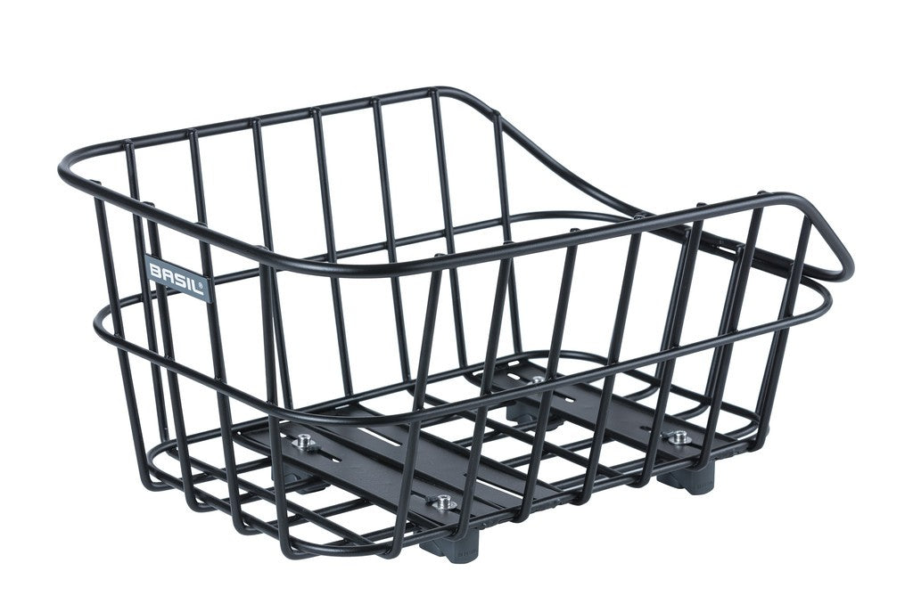 Cestino post. Basil Cento Alu WSL 45x32,5x21cm, nero opaco, a maglie larga