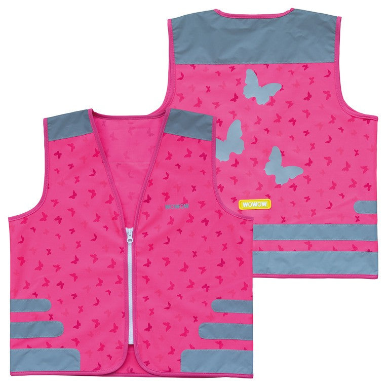 Chaleco de seguridad Wowow Nutty Jacket para niños, rosa con rayas reflectantes, talla L