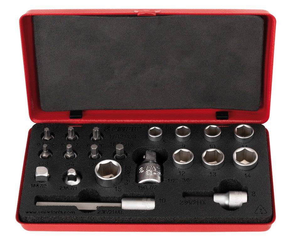 Unior roter Bit- und Steckschlüsselsatz, 1782