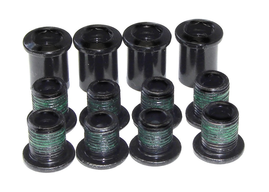 Kit de pernos para plato de 4 brazos, doble RG, acero largo, acero negro