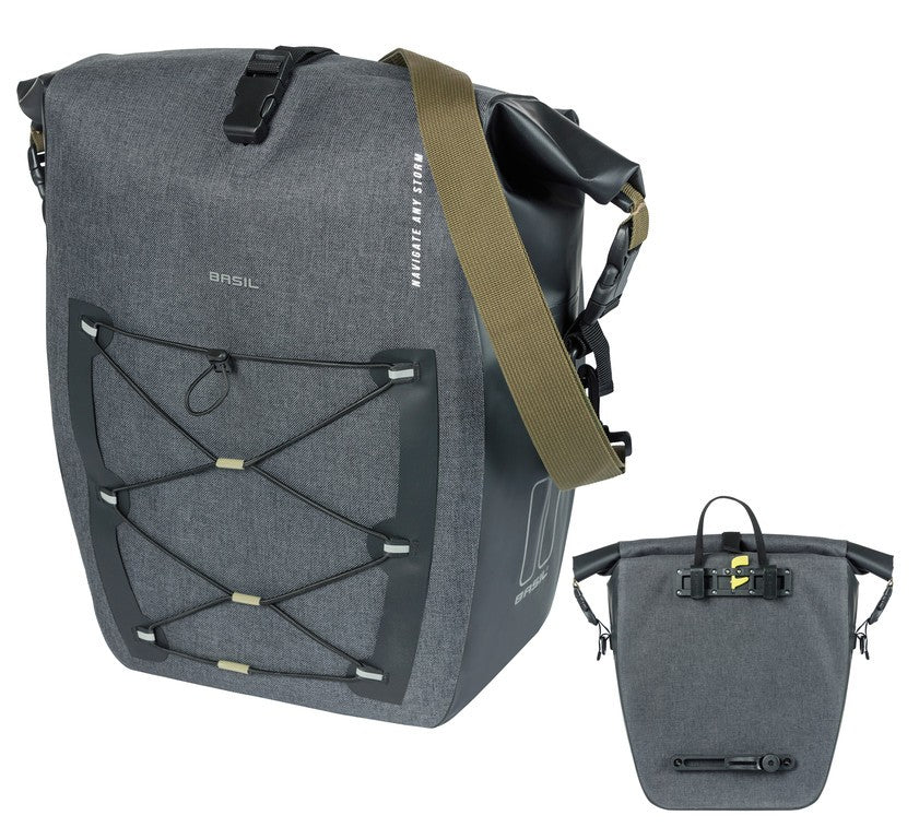 Borsa singola Basil Navigator Storm L nero, 46x36x18cm, 25-31l, Hook-On