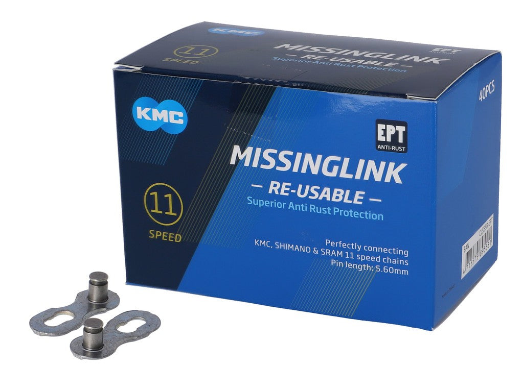 Missinglink KMC 11R EPT Werkstattpackung mit 40 Stück für 5,65-mm-Ketten, 11-fach, silber