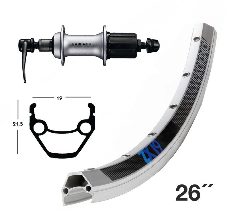 RP Exal ZX 19 26" (mit Ösen) 36L Aluminium, silber/op, 135 mm QR, FH-T3000, LV 8,5