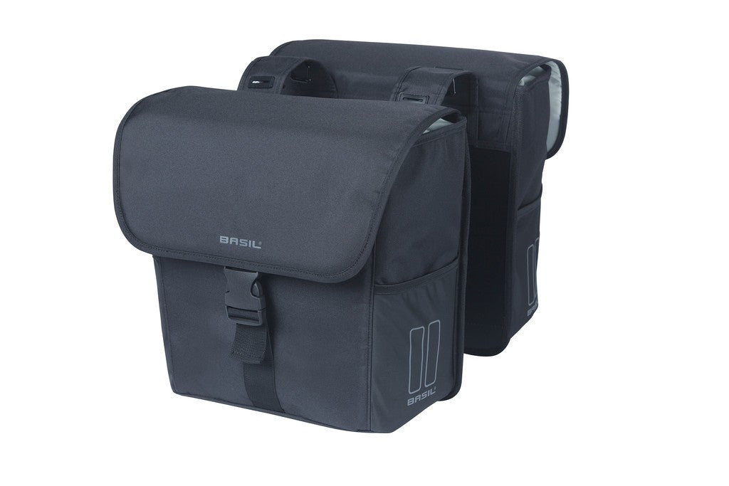 Bolsa doble Basil Go, color negro liso, 14 x 27 x 31 cm, 32 l
