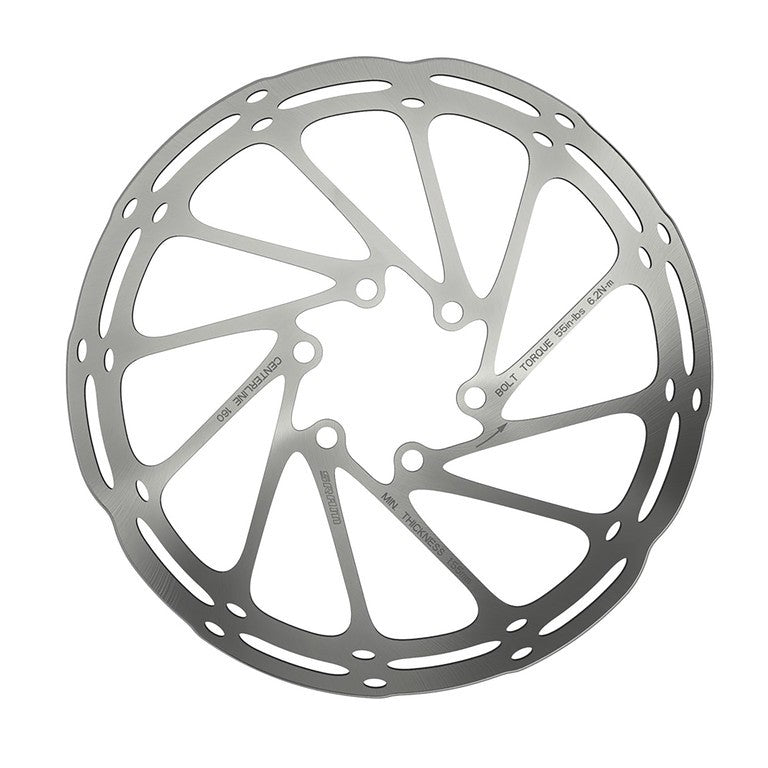 Disco de freno SRAM Rotor Centerline Ø140mm, plata, 6 agujeros, redondeado.
