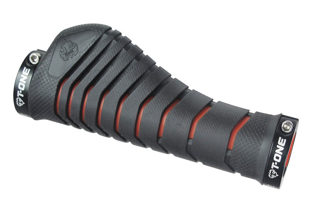 Manopole T-One Aero 130mm, doppia, nero/rosso
