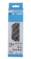 Cadena Shimano M 7100 de 12 velocidades y 126 eslabones, color plata