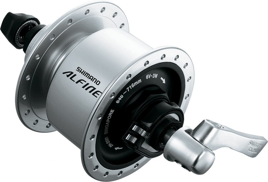 Dinamo al mozzo RA Shimano Alfine DHS501 100mm, 36 fori, arg, Centerlock, sg.rap.