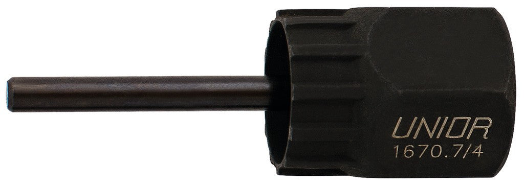 Estrattore corona Unior con guida per cassetta pign. Shimano, 1670.7/4
