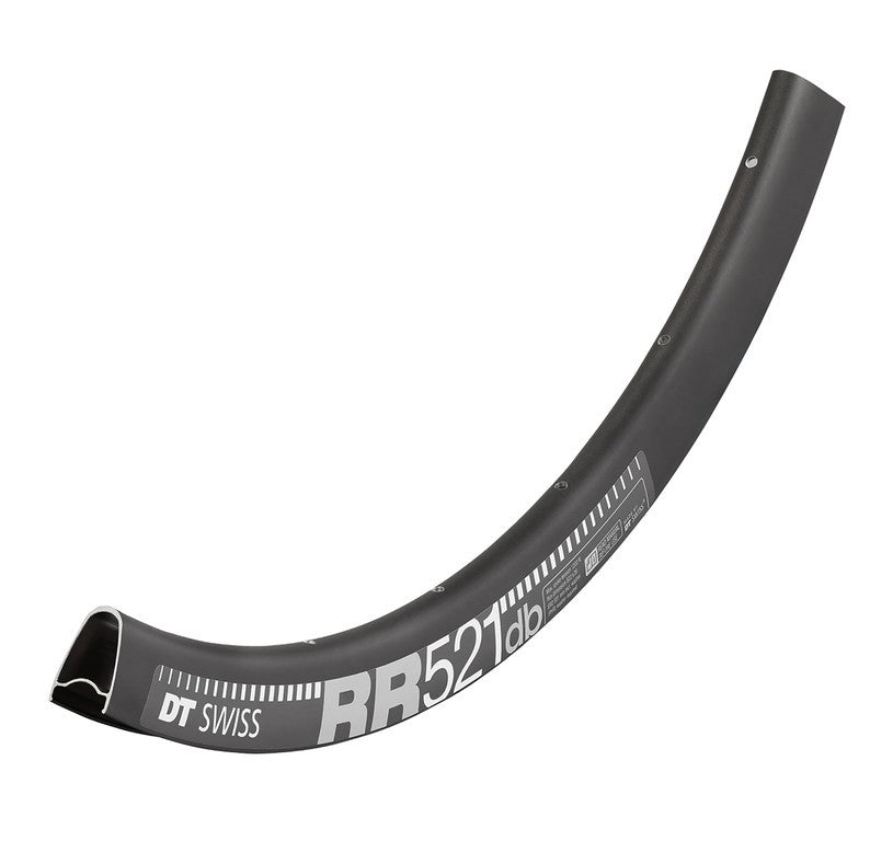 Llanta DT Swiss RR 521 DB de 28", negra, 24 agujeros, 622-20, LV 6,5 mm