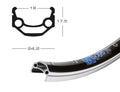 Llanta Exal MX 19 de 28", negra, 32 agujeros, 622-19, LV 8,5 mm