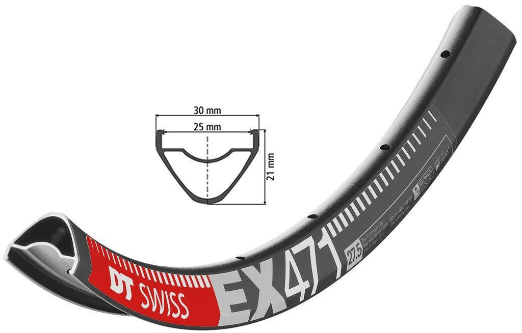 Cerchio DT Swiss EX 471 27.5", nero,28 fori, 584-25, LV 6,5mm
