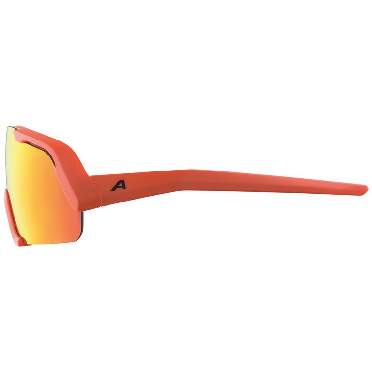 Alpina Rocket Youth Sportbrille, orangefarbenes Oberteil, gelb verspiegelte Gläser, Kategorie 3