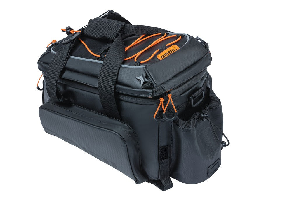 Bolsa de alforja Basil Miles XL Pro negra/naranja, 31 x 23 x 20 cm, 9-36 l