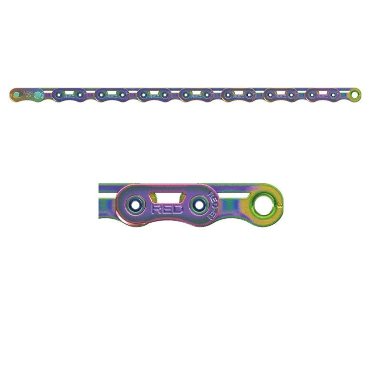 Catena cambio SRAM Red E1 Flattop 126 maglie,12vel, PowerLock, Rainbow