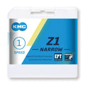 Cadena EPT estrecha KMC Z1 con buje de PC de 1/2" x 3/32", 112 eslabones, 7,3 mm, color plateado