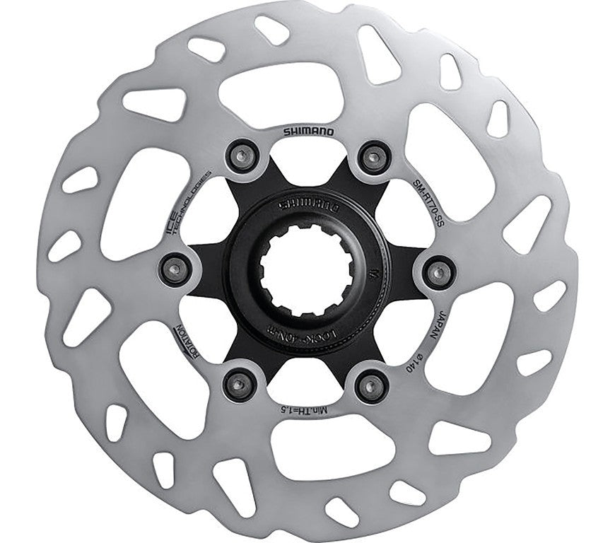Disco de freno Shimano SM-RT70SSI de 140 mm, centerlock con bloque de freno. ICE-Tech