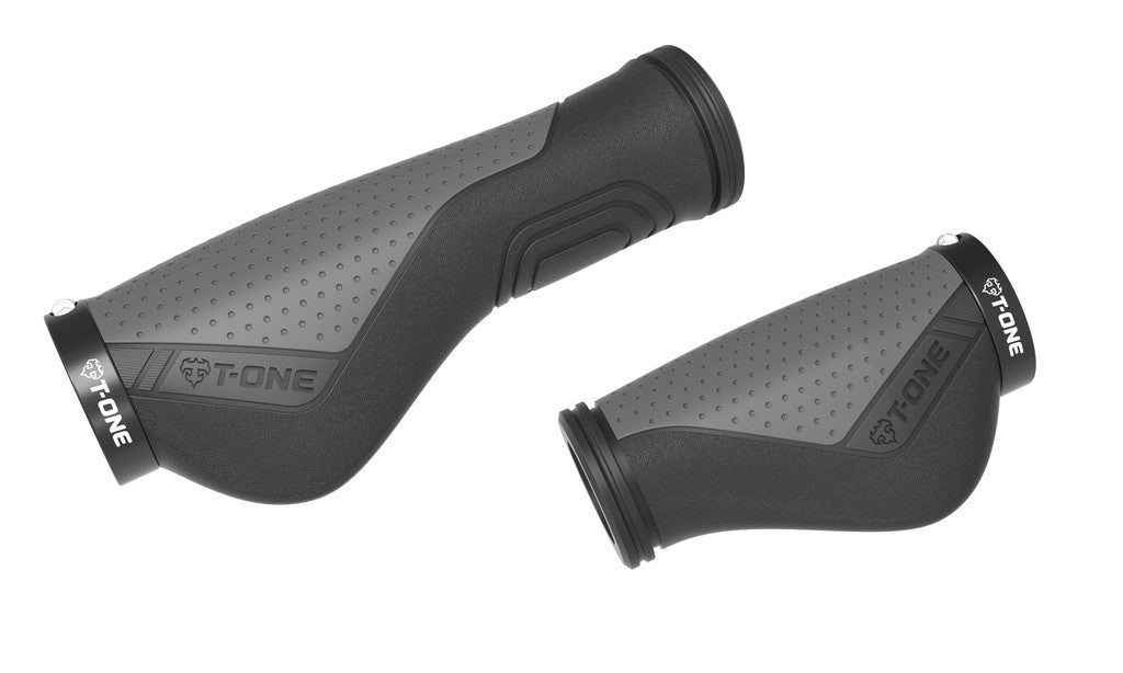 Manopole T-One Ripple Ergo 90/130mm, singola, nero/grigio