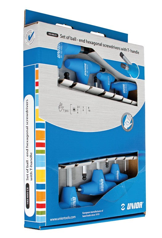 Set di chiavi a brugola Unior man. a T testa sferica, 2,5-10mm, 193HXSCS