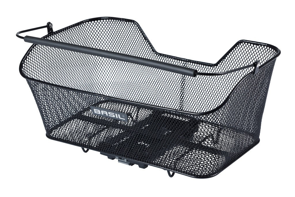 Cestino posteriore Basil Base nero, a maglie strette, acc, XL, MIK