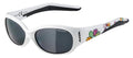 Alpina Flexxy Kinder-Sonnenbrille, glänzend weiß/geblümt, schwarze Gläser, Kategorie 3