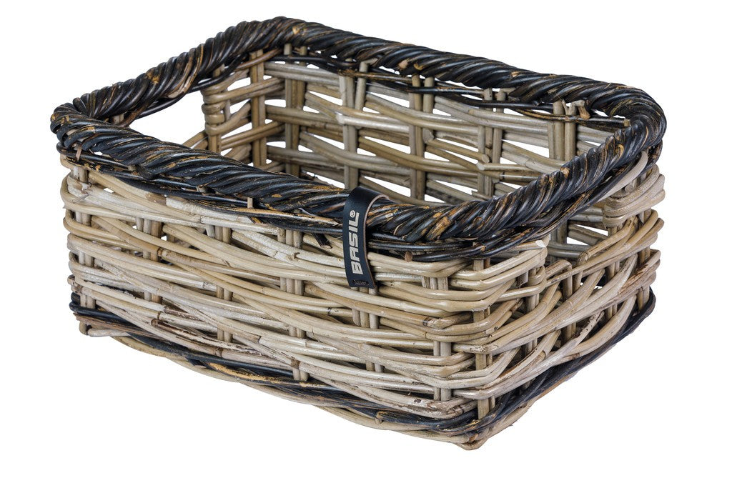 Cestino anteriore Basil Dijon S grigio/nr, a maglie larghe, Rattan