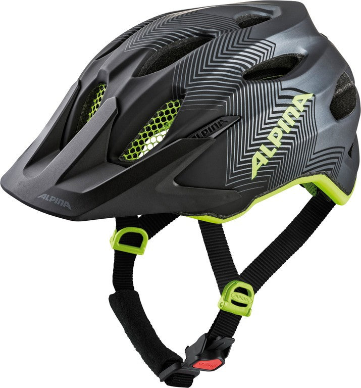 Alpina Carapax JR Fahrradhelm, Schwarz/Fluoreszierendes Gelb, Größe 51-56 cm
