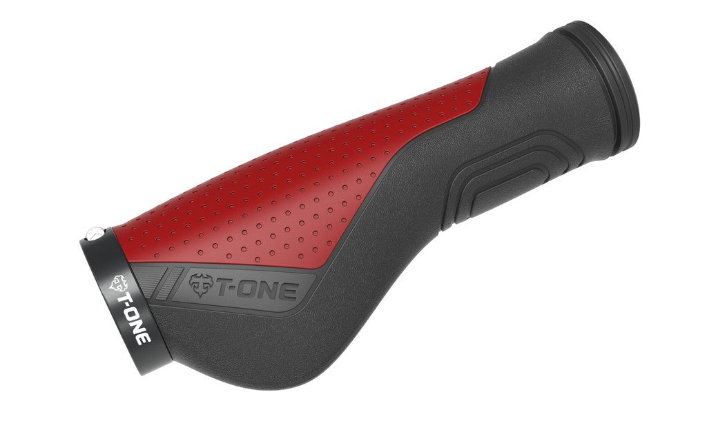 Manopole T-One Ripple Ergo 130mm, singola, nero/rosso