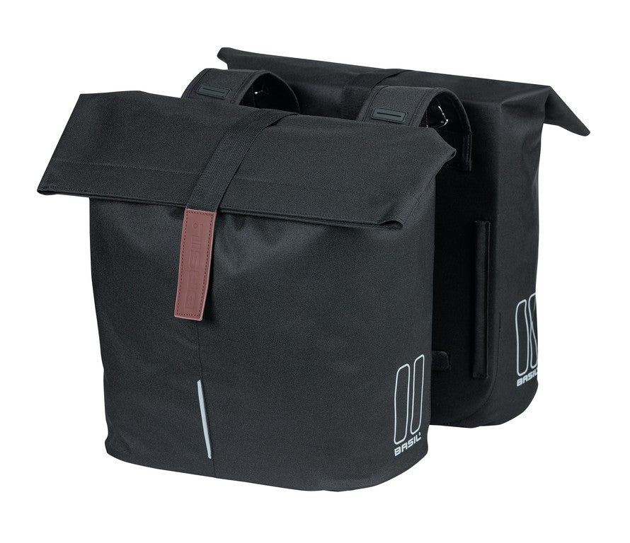 Bolsa doble Basil City negra, 12 x 29 x 30 cm, 28-32 l