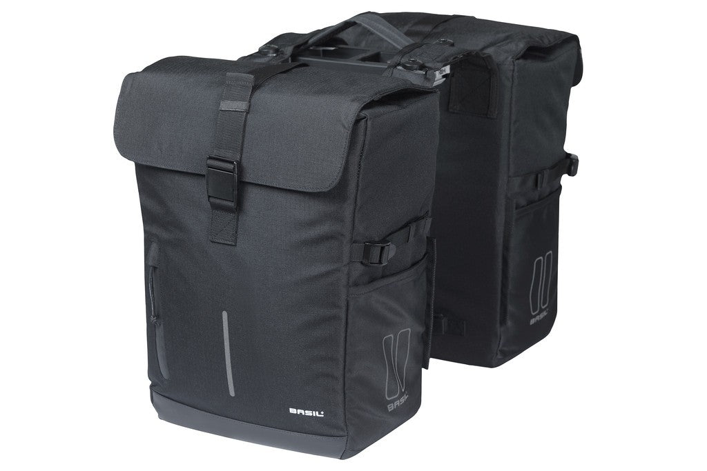 Bolsa doble Basil Move MIK, negra, 30 l