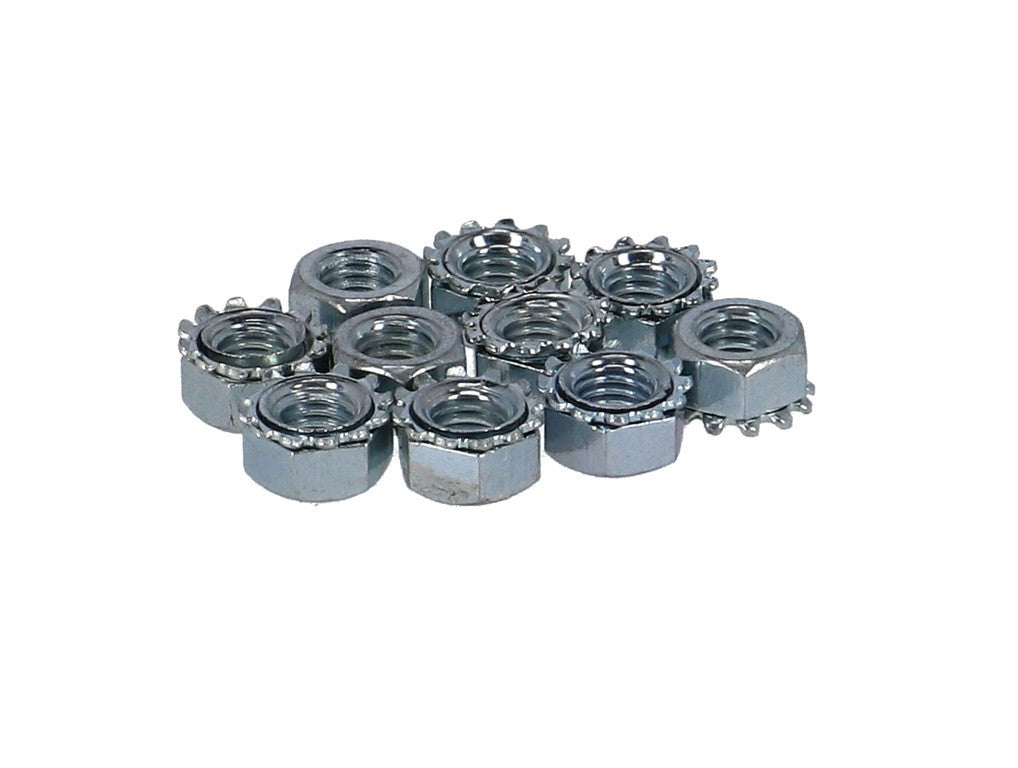 Dado M 5 con rondella dentata 10 pz. al sacc. zincato