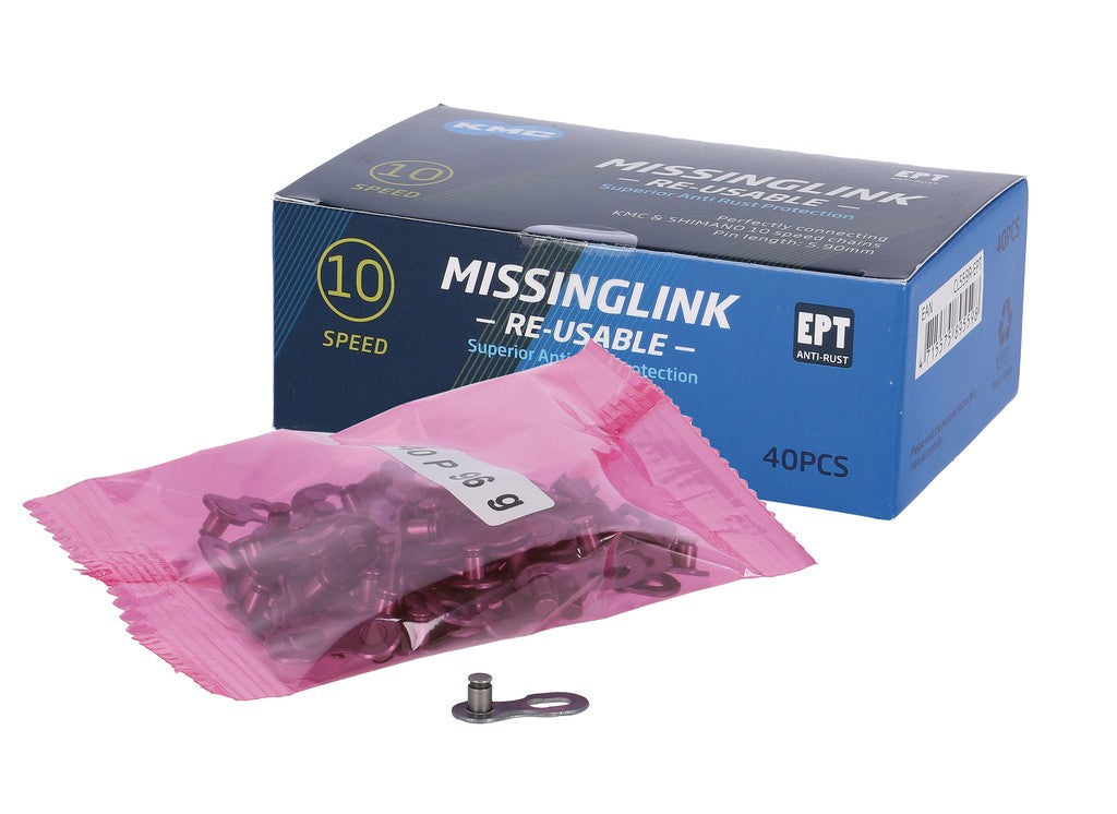 Missinglink 10R KMC 10R EPT c. Werkstatt 40 Stück Kettenhalter, 5,88 mm, 10-fach, silber
