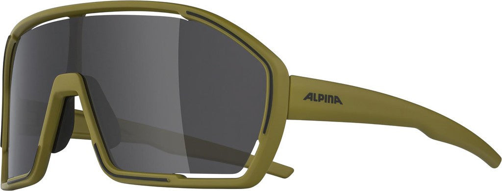 Gafas de sol Alpina Bonfire en color oliva mate, lentes negras, cat. 3