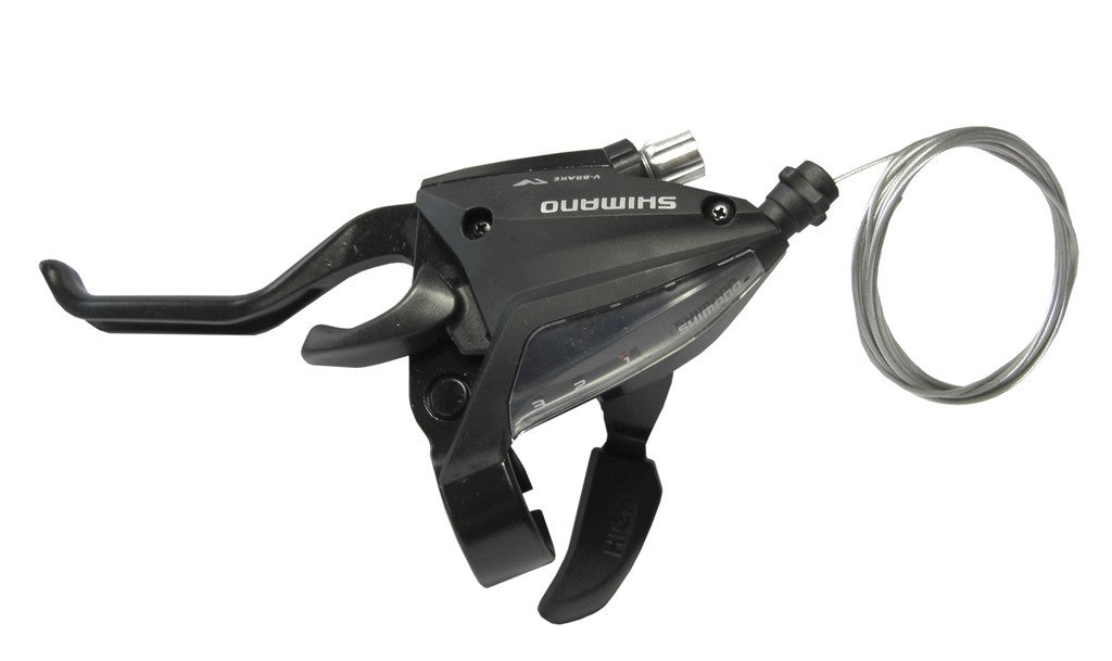 Maneta C+F Shimano ST-EF500 de 2 dedos y 3 velocidades. Izquierda, V-Brake, 1800 mm, negra