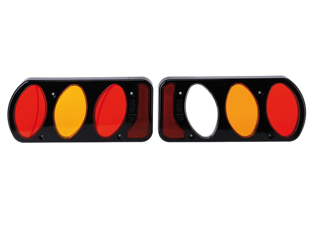 Rücklichtglas rechts und links, Peruzzo-Kunststoff, dazwischen Träger. Pure Insint