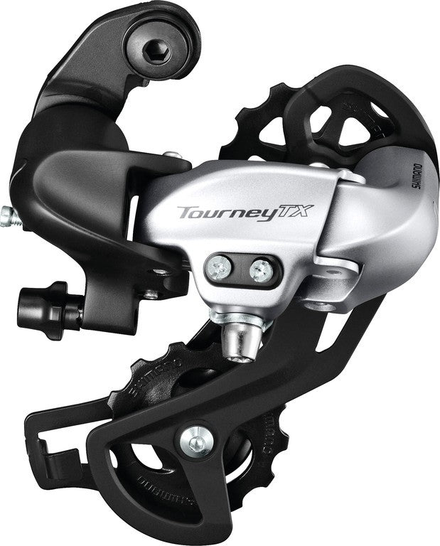 Deragl. post. Shimano Tourney RD-TX800 7/8 vel., s. adatt., argento