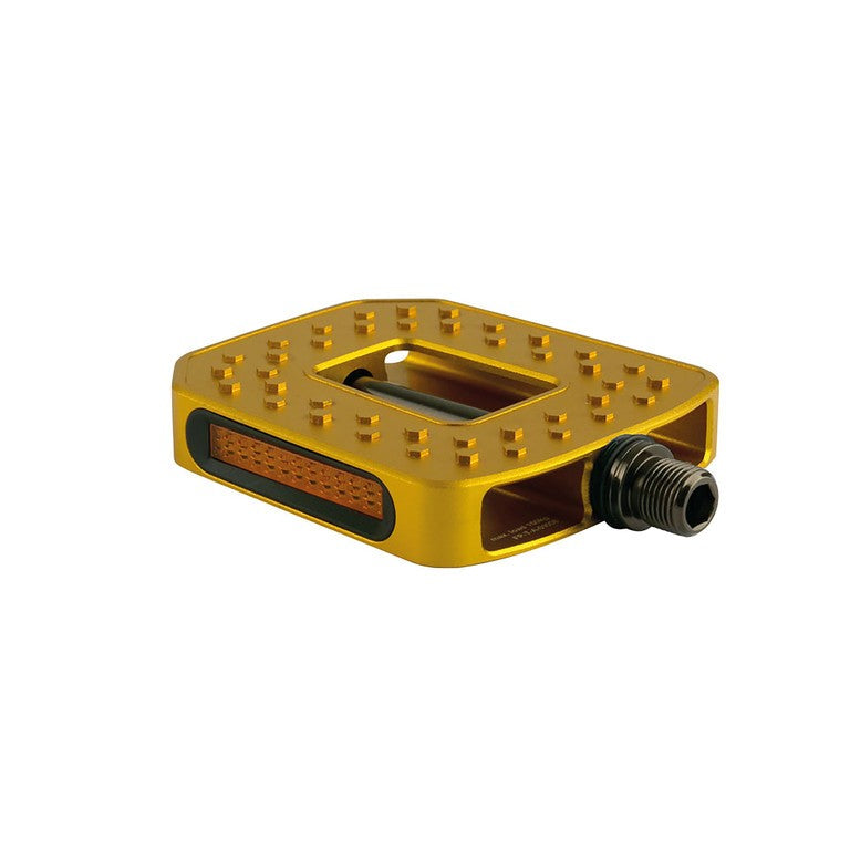 Plattformpedal von Schulz, Modell M.2 View, CNC-gefräst, goldfarben, 9/16"-Achse