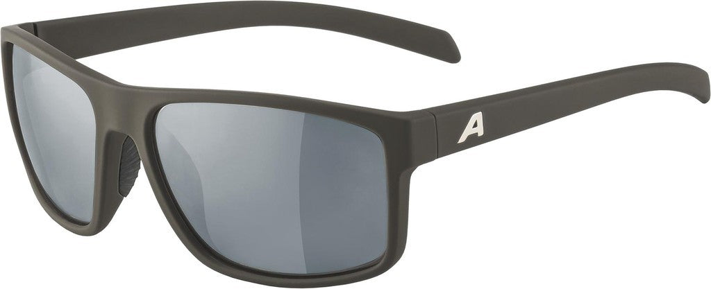 Alpina Nacan I cafegrey op. Sportbrille, schwarz verspiegelte Gläser, Kat. 3