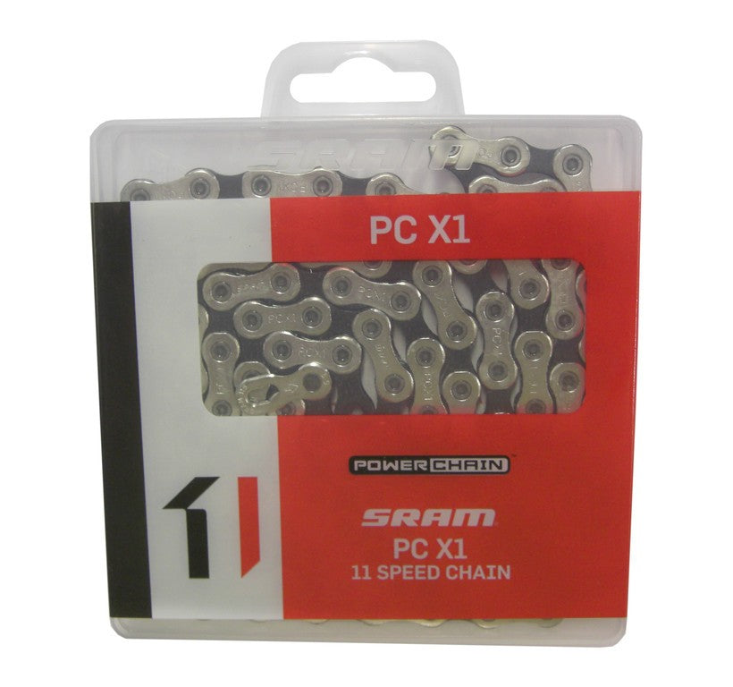 Catena cambio SRAM PC X1 SolidPin 118 maglie 11vel, PowerLock, arg/nr