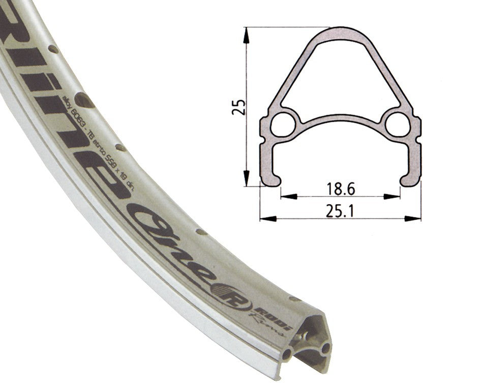 Llanta Rodi Airline 1 de 28", plateada, 36 agujeros, 622-19, LV 6,5 mm