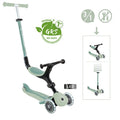 Patinete ecológico Globber GoUp ActiveLights, color pistacho, 120/80 mm, con ruedas iluminadas