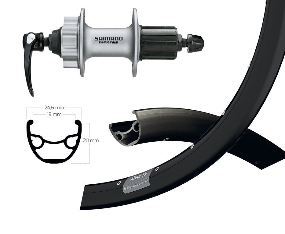 Hinterrad 29" Deore 6-Loch silber sg.rap.32f Ryde Rival 19 Disc schwarz Speichen Edelstahl