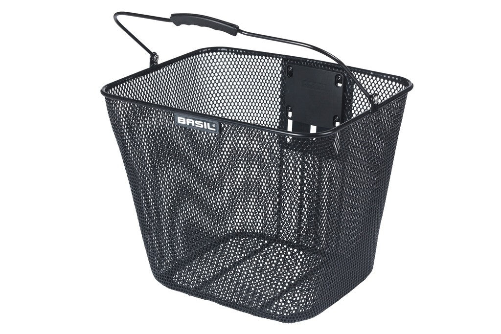 Cestino anteriore Basil Bilbao nero, a maglie strette, acciaio, KF