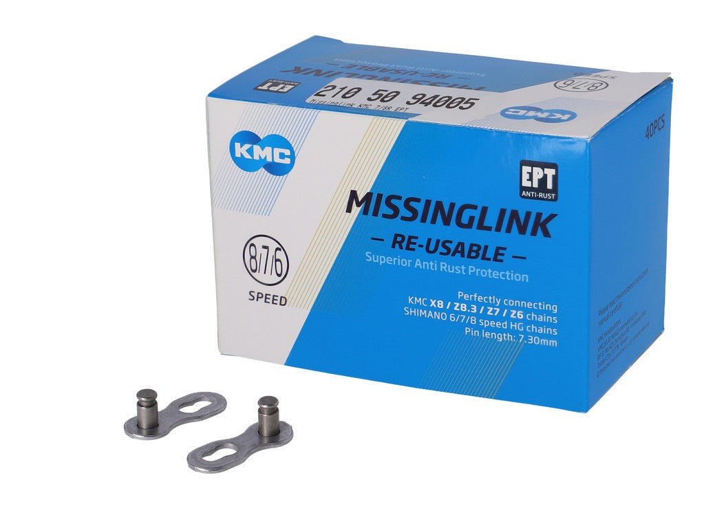 Missinglink KMC 7/8R EPT conf. officina 40 pz., per catene da 7,3mm, arg